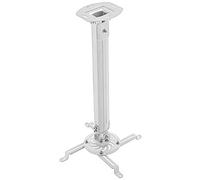 deleyCON Support de Plafond Universel pour Projecteur +- 15° d'Inclinaison - Rotation à 360° - Jusqu'à 13,5Kg - Hauteur Réglable de 545mm à 900mm - Blanc