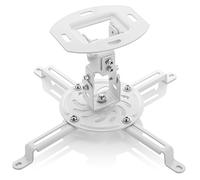 deleyCON Universel Support Plafond pour Vidéoprojecteur - Inclinable +-15° Pivote à 360° Charge Jusqu’à 13,5Kg Conduit de Câble - Blanc