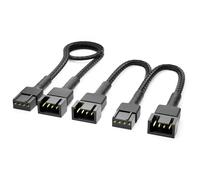 deleyCON Ventilateur PWM Câble en Y 15cm + Rallonge 30cm - Commande et Extension - Câble Nylon - Noir