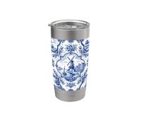 Delft Blue Netherlands Moulin à vent traditionnel néerlandais en céramique Gobelet isotherme en acier inoxydable double paroi