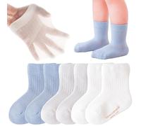 Delgent Chaussettes Coton 6 Paires bébés Chaussettes d'été respirantes enfants garçons filles(M:9-24 mois,Bleu)