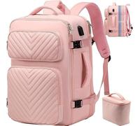 Delgeo Travel Backpack for Women, Backpack with carry-on luggage, expandable casual stylish backpack, suitable for 17.3 inch laptop, casual backpack for a weekend out on the hiking trail, pink