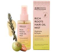 Delhicious Après-shampoing 5 en 1 sans rinçage, huile ayurvédique, brume capillaire - Huile capillaire Amla Rich Roots, huile d'argan, huile de romarin pour cheveux - Spray démêlant, produits