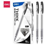 Deli 12 Pièces/Boîte Stylo À Bille Bureau École Stylos Gel Écriture Lisse Papeterie Fournitures Primaires 1.0mm 0.7mm Noir Bleu Rouge