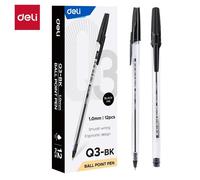 Deli 12 Pièces/Boîte Stylo À Bille Bureau École Stylos Gel Écriture Lisse Papeterie Fournitures Primaires 1.0mm 0.7mm Noir Bleu Rouge