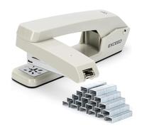 Deli Agrafeuse de bureau pivotante à bras oscillant, rotation à 360 degrés, capacité de 25 feuilles, comprend 1000 agrafes pour reliure, livre et livret Blanc