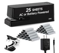 Deli Agrafeuse électrique de bureau robuste, comprend 2 000 agrafes et 1 extracteur d'agrafes, alimentation automatique sans bourrage, 25 feuilles, professionnelle pour bureau, maison, école, noir