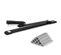 Deli Agrafeuse longue portée avec 1000 agrafes, capacité de 20 feuilles, agrafeuses standard à bras long pour reliure de livrets ou de livres, noir