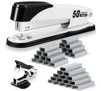 Deli Agrafeuse robuste pour bureau avec 2 000 agrafes et ôte-agrafes, capacité de 50 feuilles, sans bourrage, agrafeuse de bureau antidérapante avec agrafes pour bureau, salle de lanc