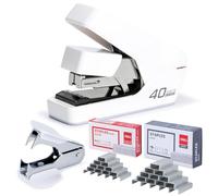 Deli Agrafeuse sans effort pour bureau, capacité de 40 feuilles, agrafeuse robuste, une touche, sans effort, facile à charger, agrafeuse avec 2000 agrafes et extracteur d'agrafes, idéale pour le