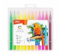 Deli Boîte 18 Feutres Color Emotion, Pointe Pinceau 1.0-8.0mm 18 Couleurs, Pointe Douce Pour Le Dessin Et Effet Pinceau Pour La Peinture