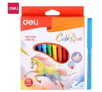 Deli Boîte Carton 12 Feutres Colorun Encre Lavable Pointe 2.0mm 12 Couleurs, Nettoyage Des Mains Facile