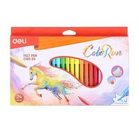 DELI Boîte carton 24 Feutres ColoRun encre lavable pointe 2.0mm 24 couleurs