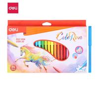 Deli Boîte Carton 24 Feutres Colorun Encre Lavable Pointe 2.0mm 24 Couleurs, Nettoyage Des Mains Facile