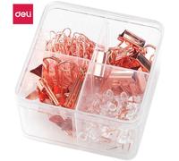 Deli Boîte Kit Accessoires Rose Gold 6 Pinces N°4 / 15 Pinces N°5 / 100 Trombones / 50 Punaises