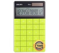 deli Calculatrice basique compacte moderne 12 chiffres Grand écran LCD Gros boutons Solaire et batterie Double alimentation pour bureau, maison, école