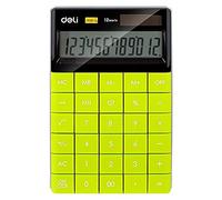 deli Calculatrice basique compacte moderne 12 chiffres Grand écran LCD Gros boutons Solaire et batterie Double alimentation pour bureau, maison, école