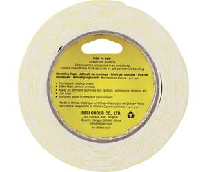 DELI D261502 Bande de montage (L x l) 5 m x 2.54 cm blanc