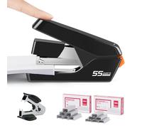 Deli Flat Clinch Agrafeuse sans effort très résistante, capacité de 40 feuilles, agrafage à un doigt, agrafeuse ergonomique facile à charger, comprend 1 500 agrafes et un extracteur d'agrafes