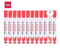 deli Lot de 12 Marqueurs effaçable Think à sec pointe ogive 2.0mm rouge peu odorant effaçage facile