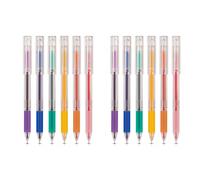 Deli Lot De 12 Stylos Gel Avec Bouchon Soft Grip Pointe Aiguille 0.5mm 6 Couleurs