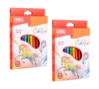 Deli Lot De 2 Boîtes Carton 12 Feutres Colorun Encre Lavable Pointe 2.0mm 12 Couleurs