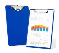 Deli Lot de 2 planchettes à pince en plastique avec clip à profil bas, porte-bloc A4 standard pour infirmières, étudiants, bureau et femme, bleu