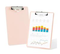 Deli Lot de 2 planchettes à pince en plastique avec clip à profil bas, porte-bloc A4 standard pour infirmières, étudiants, bureau et femme, rose