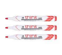 deli Lot de 3 Marqueurs effaçable Think à sec pointe ogive 2.0mm rouge peu odorant effaçage facile