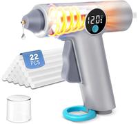 DELI-Pistolet À Colle, Batterie 2500Mah Pour Pistolet À Colle, Arrêt Automatique 150S, Affichage Digital De La Température, Éclairage Led, Avec 22 Bâtons De Colle Pour Pistolet À Colle