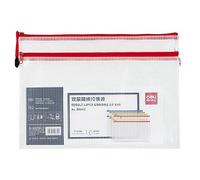 DELI Lot de 5 Pochettes transparente Zip Bag A4 (MeshPVC renforcé) ep 0.23mm Coloris Aléatoire