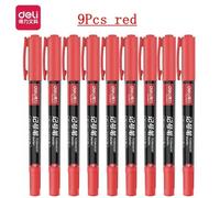 Deli-Stylos Marqueurs En Continu À Double Pointe,Pointe 0.5-1.2mm,Encre Étanche,Encre Noire Grasse,Pointe Fine,Stylo Marqueur De Peinture,Papeterie,5 Pièces,9 Pièces - Type Red-9pcs