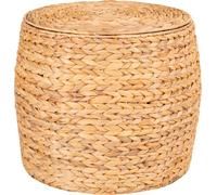 Delia table d'angle Ø43cm avec rangement naturel.