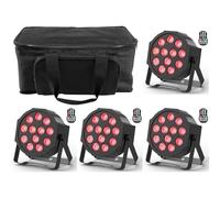 DELIBANG 4 PCS RGBW Par LED Batterie Rechargeable avec Sac, 12 LED Sans Fil Lumiere Par avec Télécommande Timing, Exterieur Intérieur Lumiere de Scene pour DJ Disco fête Bar Noël Mariage