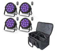 DELIBANG 4 pièces LED par projecteur lumière de scène avec sac, 84 W RGBW DMX disco lumière de fête avec télécommande Modes son maître-esclave automatique pour DJ bar mariage Halloween Noël