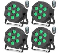 DELIBANG 4PCS RGBW 7 Par LED Éclairage de Scène, Lumière Scène DMX Effets de Lumière Disco avec Télécommande et Activation Sonore pour DJ Lumière de Soirée Bar Concert Halloween Noël