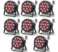 DELIBANG 8 Pièces RGBW Par LED Batterie Rechargeable, 12 LED Sans Fil Lumiere Par avec Télécommande Timing, Exterieur Intérieur Lumiere de Scene pour DJ Disco fête Bar Noël Mariage