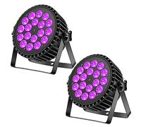DELIBANG Projecteur LED Par UV 200W 18 LED lumière de scène projecteur disco lumière fête, 8CH RGB DMX stroboscopique son mode actif éclairage effet de lumière DJ pour show bar fête halloween 2PCS