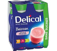 Delical Boisson Lactée Sans Sucre Fraise 4x200ml