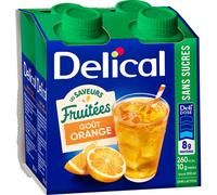 Delical Les Saveurs Fruitées Sans Sucre Orange 4x200ml