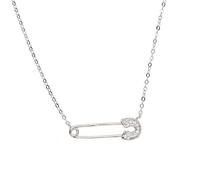 Délicat 925 Sterling Silver Drop Shipping Charm Dainty Paper Clip pavé petit collier en cristal épingle pour les filles