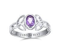 Délicat Anneau De Bande Mince En Argent Sterling .925 Avec Nœud Trinitaire Trinitaire Celtique Pour Femmes Et Adolescentes En Améthyste Pourpre Personnalisation De La Gravure