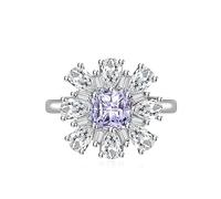 Délicat de tournesol cube zircone anneau de mariage carré Coupe carrée de fiançailles en diamant simulé pour femmes 925 argent rose rose ruby topaze sapphire anniversaire éternel promesse ouverte
