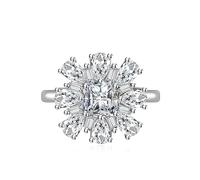 Délicat de tournesol cube zircone anneau de mariage carré Coupe carrée de fiançailles en diamant simulé pour femmes 925 argent rose rose ruby topaze sapphire anniversaire éternel promesse ouverte