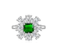 Délicat de tournesol cube zircone anneau de mariage carré Coupe carrée de fiançailles en diamant simulé pour femmes 925 argent rose rose ruby topaze sapphire anniversaire éternel promesse ouverte
