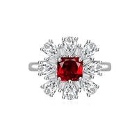 Délicat de tournesol cube zircone anneau de mariage carré Coupe carrée de fiançailles en diamant simulé pour femmes 925 argent rose rose ruby topaze sapphire anniversaire éternel promesse ouverte