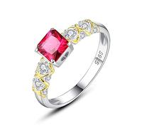 Délicat vert rouge carré topaze solitaire 925 bague pour femmes promesses anneaux bijoux cadeaux Femme