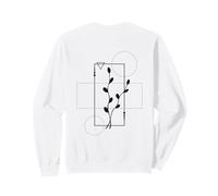 Delicate Botanical Fine Line Art Backprint Sweatshirt
