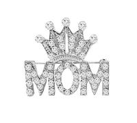 Délicate Maman Couronne Strass Broches Scintillantes Épinglettes Broche Cristal Classique Pour Femmes Dames Élégante Belle Épinglette Robe Costume Chemise Cérémonie Vêtements Accessoires Bijoux