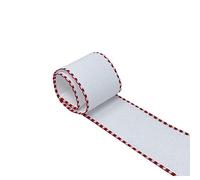 DELICATELA Ruban en tissu Aïda pour point de croix 14 carats 100 % coton pour personnaliser des serviettes ou des sacs en tissu 50 mm de large 3 m Blanc et rouge